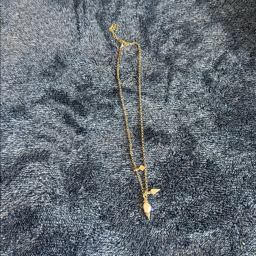 Gold Necklace with Leaf Charms